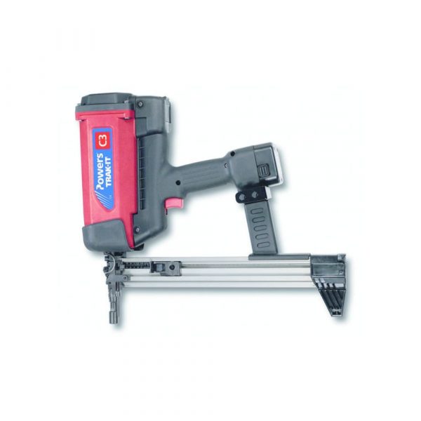 Cloueur à gaz Trak-It Béton C3 disponible à la location chez Esprit Bâtisseur Location à Claret 34, proche de Quissac, Sauve, et Saint-Mathieu-de-Tréviers.. Idéal pour fixer sur supports durs tels que béton, acier ou maçonnerie.