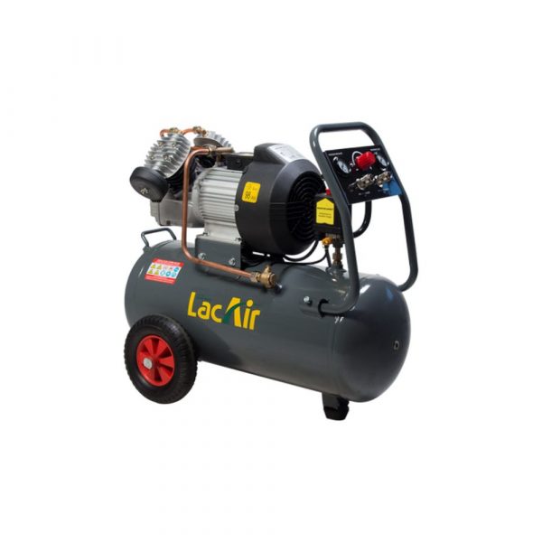 Compresseur d'air monophasé sur chariot 50 litres, 12,8 m³/h, 10 bar, disponible chez Esprit Bâtisseur Location à Claret 34270, proche de Quissac, Sauve, et Saint-Mathieu-de-Tréviers.