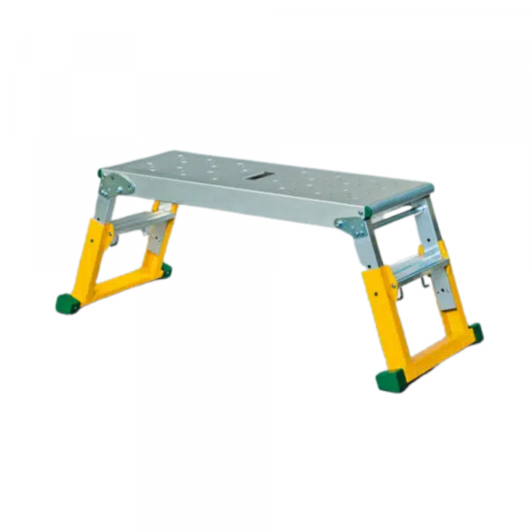 Banc en aluminium STEPMAC en location chez Esprit Bâtisseur Location à Claret, Quissac et Sauve. Outil idéal pour les travaux en hauteur en Hérault (34) et Gard (30).